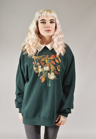 VINTAGE BIRD HOUSE SWEATSHIRT GREEN