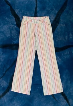 Vintage Y2K Linen Trousers in Crayon Striped