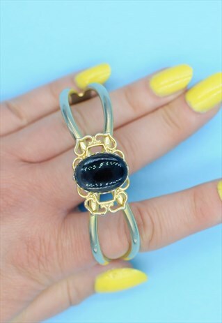 VINTAGE 60S GAME OF THRONES STYLE BLACK STONE BANGLE