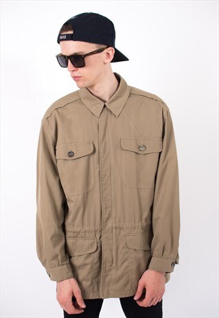 VINTAGE 80S BEIGE MINIMALIST PARKA JACKET