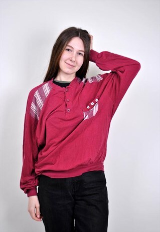 VINTAGE RED HIPSTER POCKET SWEATSHIRT