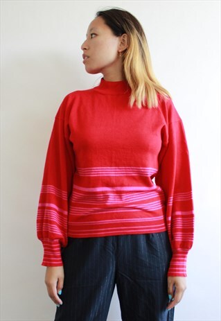 VINTAGE RED PINK KNIT JUMPER