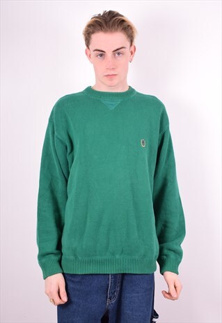 TOMMY HILFIGER MENS VINTAGE JUMPER SWEATER XL GREEN 90'S