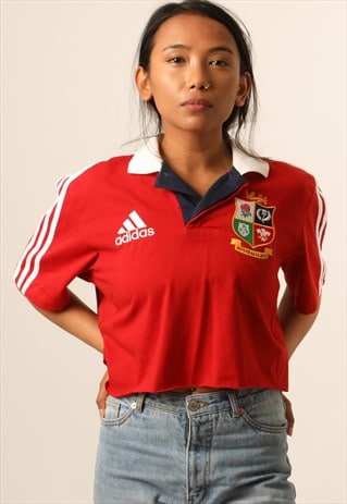 VINTAGE ADIDAS EMBROIDERED CROPPED RUGBY POLOSHIRT