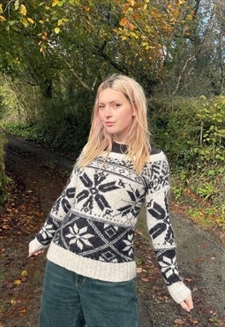 Vintage Winter Knitted Abstract Patterned Christmas Jumper