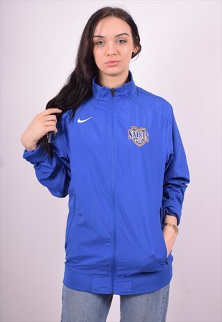 NIKE WOMENS VINTAGE TRACKSUIT TOP JACKET XL BLUE 90'S