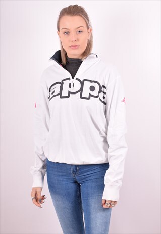 KAPPA WOMENS VINTAGE SWEATSHIRT JUMPER XXXL WHITE 90S