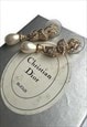 VINTAGE DIOR EARRINGS DROP GOLD TONE FAUX PEARL DIAMANTE