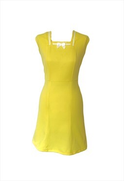60s Vintage Yellow Tennis Mini Mod Scooter Dolly Dress, 12