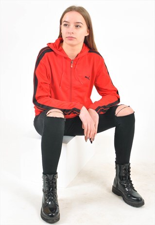 VINTAGE PUMA HOODIE IN RED