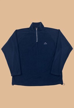 Vintage Fleece Branded Kappa 1/4 Zip Blue XL