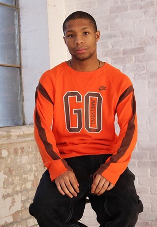 VINTAGE NIKE BIG PRINT LOGO SWEATSHIRT ORANGE
