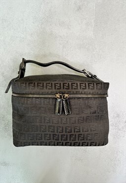 Fendi Zucca Top Handle Bag Black Monogram Logo Vintage