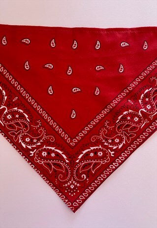 VINTAGE COTTON RED HALF BANDANA