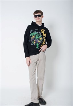 Vintage Y2k Marvel Hulk Hoodie in Black XS Unisex