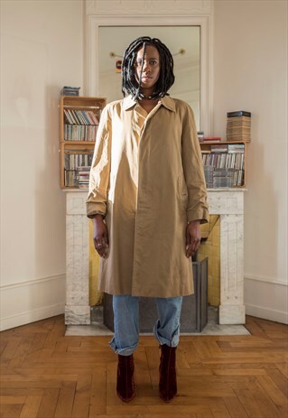 VINTAGE BURBERRY LONG CAR COAT TRENCH COAT (REF/1110)