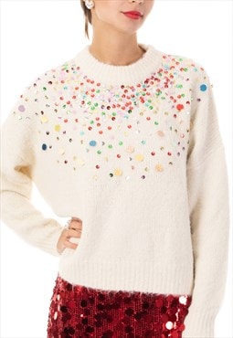 Multi color disco Sequin embellished design Soft knit jumper