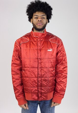 VINTAGE PUMA RED PADDED ZIP-UP SPORTS JACKET