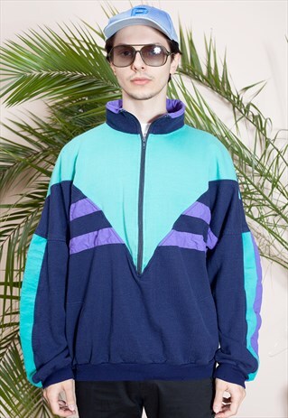 OLD SCHOOL D'N'B ZIP-UP, FUNNEL NECK COLLAR TRACKSUIT JACKET