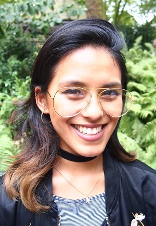 VINTAGE GOLD FRAME AVIATOR CLEAR LENS GLASSES