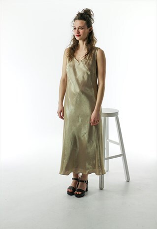 GOLDEN SLEEVELESS DRESS / NUDE MIDI DRESS
