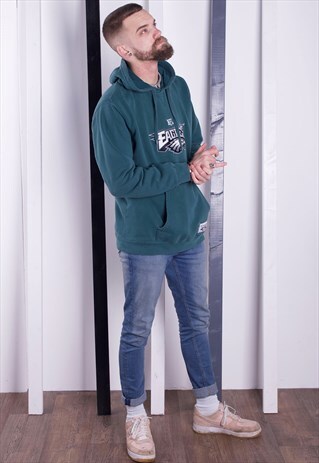 VINTAGE 90S GREY USA SPORTS HOODIE/HOODED SWEATSHIRT. UNISEX