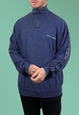 Vintage Sweatshirt Vintage Blue Sweatshirt Champion 1/4 Zip