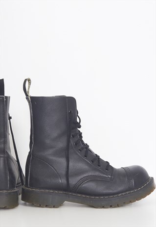 VINTAGE BLACK LEATHER MILITARY BOOTS