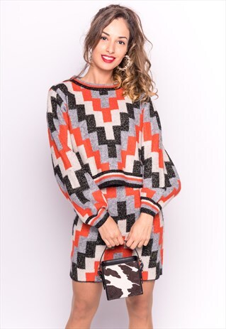 WOOL BLEND JUMPER & SKIRT CO-ORD IN ZIG ZAG PRINY
