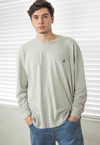 VINTAGE POLO RALPH LAUREN LONG SLEEVE T-SHIRT 90S L 9.1