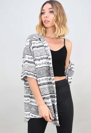 VINTAGE OVERSIZED SHORT SLEEVE PATTERNED SHIRT
