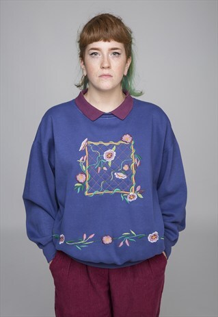 VINTAGE EMBROIDERED POLO SWEATSHIRT