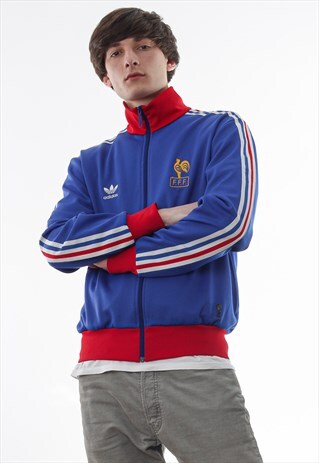 VINTAGE ADIDAS ORIGINALS FRANCE TRACKSUIT TRACK TOP BLUE