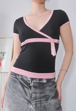 Vintage Balletcore Black White Tube Top