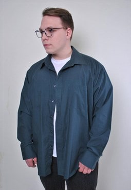 Oversized green shirt, plus size shirt, capsulate button up