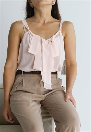 DEADSTOCK 90'S PINK CHIFFON TOP