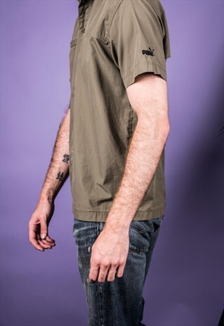 VINTAGE PUMA SHIRT IN KHAKI GREEN