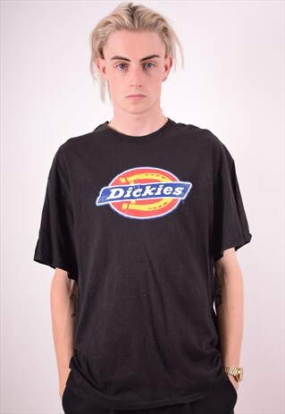 DICKIES MENS VINTAGE T-SHIRT TOP XL BLACK 90S