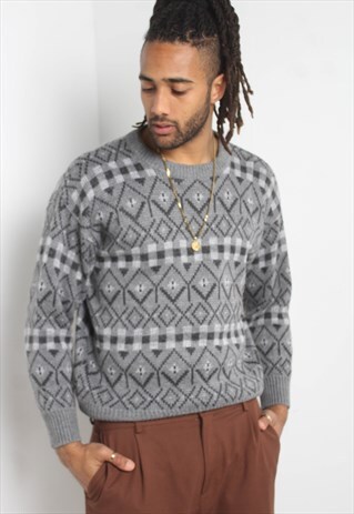 VINTAGE ABSTRACT CRAZY PATTERNED JUMPER MULTI