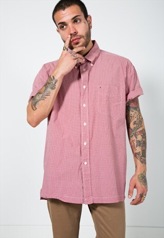 VINTAGE 80STOMMY HILFIGER SHORT SLEEVE SHIRT/ S4339