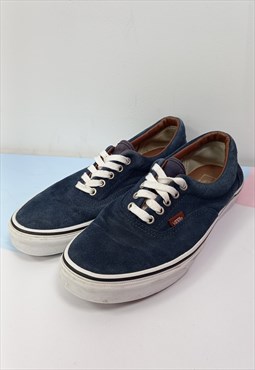 Plimsoll Trainers Blue Tan Suede Leather Low Top