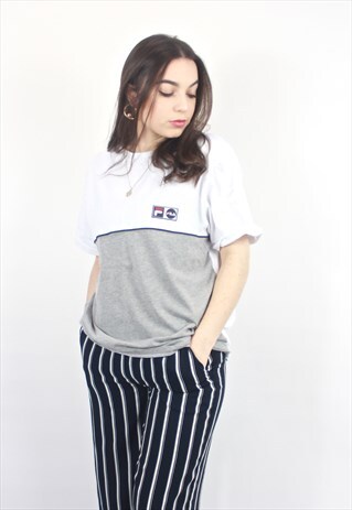 90'S RETRO WHITE & GREY OVERSIZED T-SHIRT