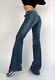 00S MEZZO JEANS LOW RISE BUCKLE SIDE MID DENIM FLARE JEANS