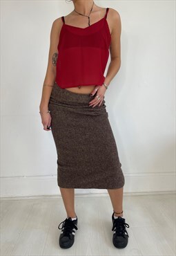 Vintage 90s Knit Midi Skirt Long
