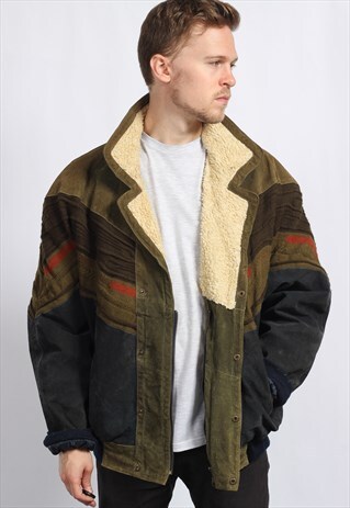 VINTAGE AZTEC FLEECE LINED FESTIVAL JACKET
