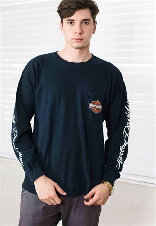 VINTAGE HARLEY DAVIDSON T-SHIRT LOGO 90S L 10.7