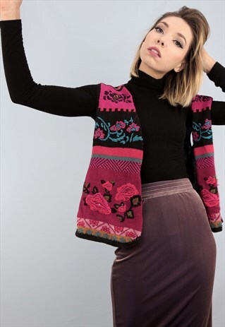 VINTAGE 80S 90S NOVELTY CHRISTMAS WAISTCOAT EMBROIDERED