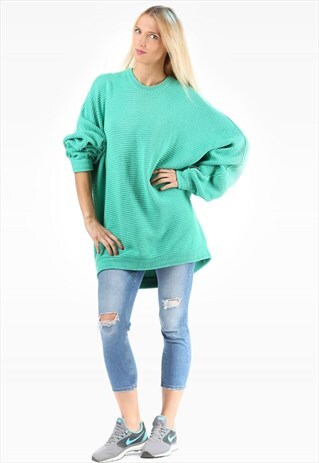 OVERSIZED GREEN SWEATER RIBBED