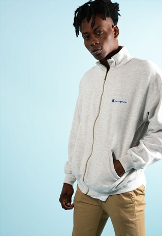 GREY VINTAGE ZIPPED CHAMPION SWEATSHIRT