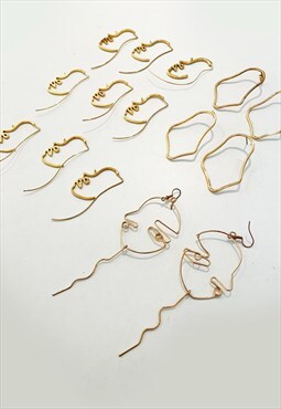 Multi Pack Geometric Face Shapes Hoop Earrings - Gold